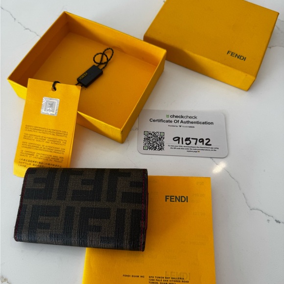 Fendi Black, Brown, and Pink Key Monogram Wallet